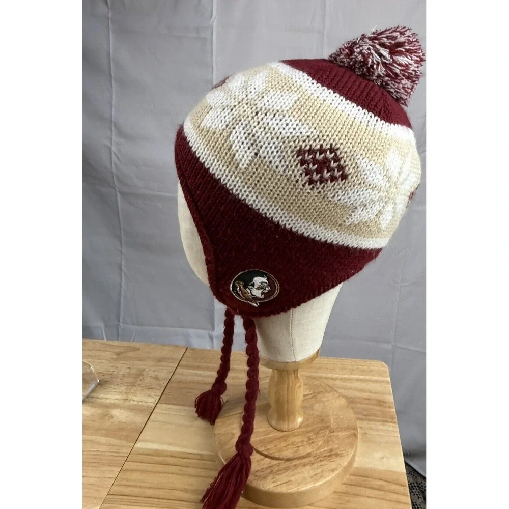 Top of the World Florida State Seminoles Knit Fleece Tassle Pom‎ Hat Adult Size